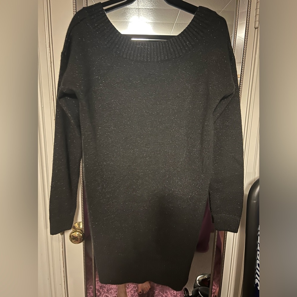Black shimmer sweater dress